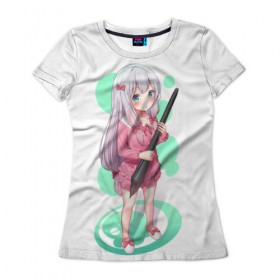Женская футболка 3D с принтом Sagiri Izumi в Кировске, 100% полиэфир ( синтетическое хлопкоподобное полотно) | прямой крой, круглый вырез горловины, длина до линии бедер | anime | eromanga sensei | sagiri izumi | аниме