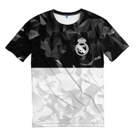 Мужская футболка 3D с принтом REAL MADRID в Кировске, 100% полиэфир | прямой крой, круглый вырез горловины, длина до линии бедер | emirates | fc | real madrid | абстракция | геометрия | реал мадрид | футбольный клуб | эмблема