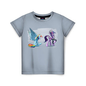 Детская футболка 3D с принтом My Little Pony в Кировске, 100% гипоаллергенный полиэфир | прямой крой, круглый вырез горловины, длина до линии бедер, чуть спущенное плечо, ткань немного тянется | 