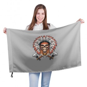 Флаг 3D с принтом Indian mask 3 в Кировске, 100% полиэстер | плотность ткани — 95 г/м2, размер — 67 х 109 см. Принт наносится с одной стороны | 
