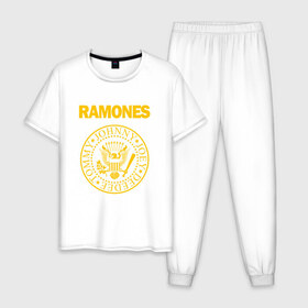 Мужская пижама хлопок с принтом Ramones в Кировске, 100% хлопок | брюки и футболка прямого кроя, без карманов, на брюках мягкая резинка на поясе и по низу штанин
 | punk | punkrock | панк