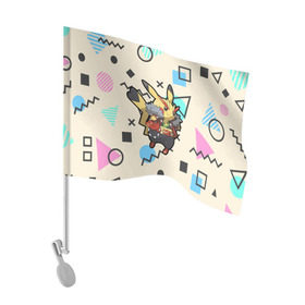 Флаг для автомобиля с принтом Pikachu в Кировске, 100% полиэстер | Размер: 30*21 см | pokemon | комедия | музыка | мультфильм | мюзикл | покемон | приключения | сказка | фэнтези