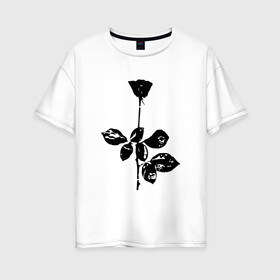 Женская футболка хлопок Oversize с принтом Depeche Mode черная роза в Кировске, 100% хлопок | свободный крой, круглый ворот, спущенный рукав, длина до линии бедер
 | depeche mode | вестник моды | депеш мод | депешмод | дэйв гаан | мартин гор | роза | энди флетчер
