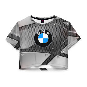 Женская футболка 3D укороченная с принтом BMW metalic 2018 в Кировске, 100% полиэстер | круглая горловина, длина футболки до линии талии, рукава с отворотами | Тематика изображения на принте: 