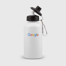 Бутылка спортивная с принтом Google в Кировске, металл | емкость — 500 мл, в комплекте две пластиковые крышки и карабин для крепления | google