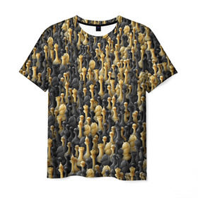 Мужская футболка 3D с принтом Шахматы в Кировске, 100% полиэфир | прямой крой, круглый вырез горловины, длина до линии бедер | игра | настолка | настольная | паттерн | пешка | толпа | ферзь | фигуры