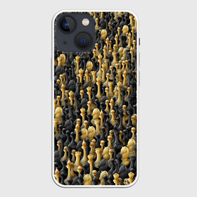 Чехол для iPhone 13 mini с принтом Шахматы в Кировске,  |  | игра | настолка | настольная | паттерн | пешка | толпа | ферзь | фигуры