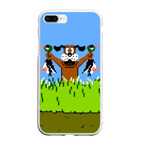 Чехол для iPhone 7Plus/8 Plus матовый с принтом Duck Hunt в Кировске, Силикон | Область печати: задняя сторона чехла, без боковых панелей | 8 bit | 8 бит | dendy | dog | duck | hunt | nes | nintendo | oldschool | pixel art | денди | игра | нинтендо | охота | собака