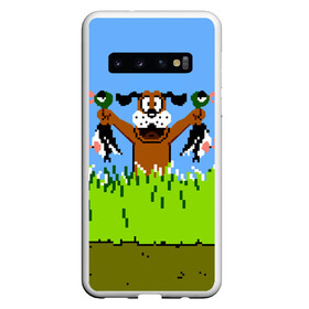 Чехол для Samsung Galaxy S10 с принтом Duck Hunt в Кировске, Силикон | Область печати: задняя сторона чехла, без боковых панелей | Тематика изображения на принте: 8 bit | 8 бит | dendy | dog | duck | hunt | nes | nintendo | oldschool | pixel art | денди | игра | нинтендо | охота | собака