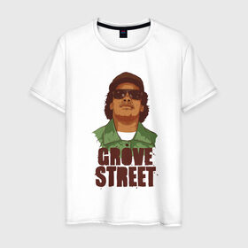Мужская футболка хлопок с принтом grove street в Кировске, 100% хлопок | прямой крой, круглый вырез горловины, длина до линии бедер, слегка спущенное плечо. | eazy e | gta | raiders | san andreas | райдер