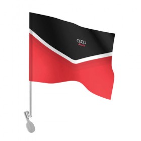 Флаг для автомобиля с принтом Audi Black & Red в Кировске, 100% полиэстер | Размер: 30*21 см | audi | ауди | кольца | красный | машина | черный