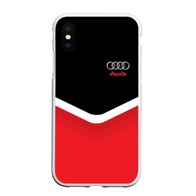 Чехол для iPhone XS Max матовый с принтом Audi Black & Red в Кировске, Силикон | Область печати: задняя сторона чехла, без боковых панелей | audi | ауди | кольца | красный | машина | черный