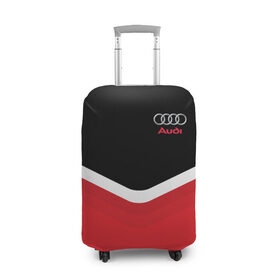 Чехол для чемодана 3D с принтом Audi Black & Red в Кировске, 86% полиэфир, 14% спандекс | двустороннее нанесение принта, прорези для ручек и колес | audi | ауди | кольца | красный | машина | черный