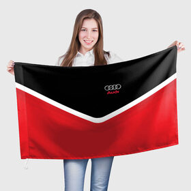 Флаг 3D с принтом Audi Black & Red в Кировске, 100% полиэстер | плотность ткани — 95 г/м2, размер — 67 х 109 см. Принт наносится с одной стороны | audi | ауди | кольца | красный | машина | черный