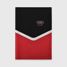 Обложка для автодокументов с принтом Audi Black & Red в Кировске, натуральная кожа |  размер 19,9*13 см; внутри 4 больших “конверта” для документов и один маленький отдел — туда идеально встанут права | audi | ауди | кольца | красный | машина | черный
