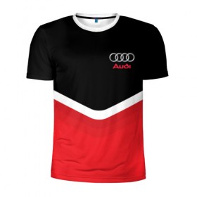 Мужская футболка 3D спортивная с принтом Audi Black & Red в Кировске, 100% полиэстер с улучшенными характеристиками | приталенный силуэт, круглая горловина, широкие плечи, сужается к линии бедра | audi | ауди | кольца | красный | машина | черный