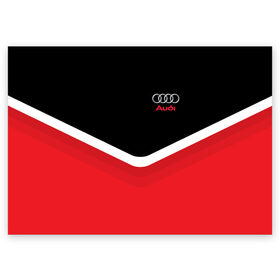 Поздравительная открытка с принтом Audi Black & Red в Кировске, 100% бумага | плотность бумаги 280 г/м2, матовая, на обратной стороне линовка и место для марки
 | Тематика изображения на принте: audi | ауди | кольца | красный | машина | черный