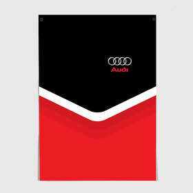 Постер с принтом Audi Black & Red в Кировске, 100% бумага
 | бумага, плотность 150 мг. Матовая, но за счет высокого коэффициента гладкости имеет небольшой блеск и дает на свету блики, но в отличии от глянцевой бумаги не покрыта лаком | audi | ауди | кольца | красный | машина | черный