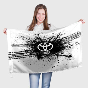 Флаг 3D с принтом Toyota в Кировске, 100% полиэстер | плотность ткани — 95 г/м2, размер — 67 х 109 см. Принт наносится с одной стороны | auto | automobile | car | carbon | machine | motor | motor car | sport car | toyota | автомашина | бренд | легковой автомобиль | марка | спортивный автомобиль | тачка