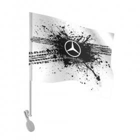 Флаг для автомобиля с принтом Mercedes-Benz в Кировске, 100% полиэстер | Размер: 30*21 см | auto | automobile | car | carbon | machine | motor | motor car | sport car | автомашина | бренд | легковой автомобиmercedes benzль | марка | спортивный автомобиль | тачка
