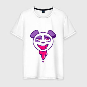 Мужская футболка хлопок с принтом Ахегао панда в Кировске, 100% хлопок | прямой крой, круглый вырез горловины, длина до линии бедер, слегка спущенное плечо. | ahegao | аниме | ахегао