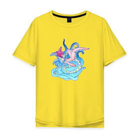 Мужская футболка хлопок Oversize с принтом tentacles ahegao в Кировске, 100% хлопок | свободный крой, круглый ворот, “спинка” длиннее передней части | 