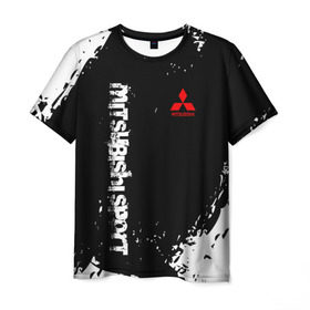 Мужская футболка 3D с принтом MITSUBISHI SPORT в Кировске, 100% полиэфир | прямой крой, круглый вырез горловины, длина до линии бедер | mitsubishi | sport | митсубиси | митсубиши | спорт
