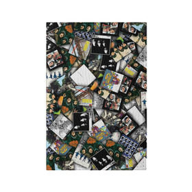 Обложка для паспорта матовая кожа с принтом The Beatles. Дискография в Кировске, натуральная матовая кожа | размер 19,3 х 13,7 см; прозрачные пластиковые крепления | джон леннон | джордж харрисон | паттерн | пол маккартни | ринго старр