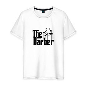 Мужская футболка хлопок с принтом The Barber godfather black в Кировске, 100% хлопок | прямой крой, круглый вырез горловины, длина до линии бедер, слегка спущенное плечо. | Тематика изображения на принте: 