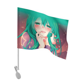 Флаг для автомобиля с принтом Miku Ahegao в Кировске, 100% полиэстер | Размер: 30*21 см | вокалоид | зеленоволосая девушка | мику ахегао | хатсуне мику