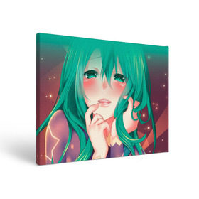 Холст прямоугольный с принтом Miku Ahegao в Кировске, 100% ПВХ |  | вокалоид | зеленоволосая девушка | мику ахегао | хатсуне мику