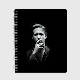 Тетрадь с принтом Ryan Gosling в Кировске, 100% бумага | 48 листов, плотность листов — 60 г/м2, плотность картонной обложки — 250 г/м2. Листы скреплены сбоку удобной пружинной спиралью. Уголки страниц и обложки скругленные. Цвет линий — светло-серый
 | ryan gosling | актер | райан гослинг