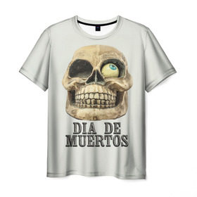 Мужская футболка 3D с принтом Dia de muertos в Кировске, 100% полиэфир | прямой крой, круглый вырез горловины, длина до линии бедер |   | кости | скелет | ужас | череп