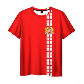 Мужская футболка 3D с принтом Грузия, лента с гербом в Кировске, 100% полиэфир | прямой крой, круглый вырез горловины, длина до линии бедер | ge | geo | georgia  | батуми | грузия | картли | кутаиси | сакартвело | тбилиси