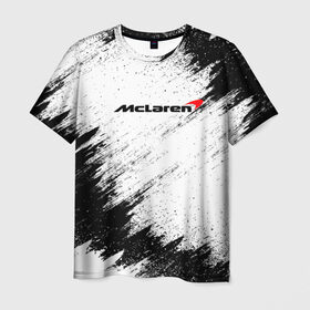 Мужская футболка 3D с принтом McLaren в Кировске, 100% полиэфир | прямой крой, круглый вырез горловины, длина до линии бедер | Тематика изображения на принте: auto | car | mclaren | race | авто | гонки | краска | краски | макларен | марка | машина