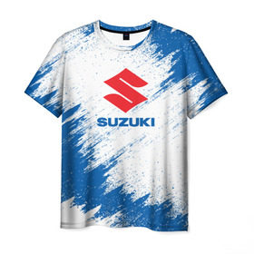 Мужская футболка 3D с принтом Suzuki в Кировске, 100% полиэфир | прямой крой, круглый вырез горловины, длина до линии бедер | Тематика изображения на принте: auto | car | race | suzuki | авто | гонки | краска | краски | марка | машина | сузуки