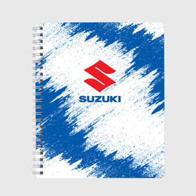 Тетрадь с принтом Suzuki в Кировске, 100% бумага | 48 листов, плотность листов — 60 г/м2, плотность картонной обложки — 250 г/м2. Листы скреплены сбоку удобной пружинной спиралью. Уголки страниц и обложки скругленные. Цвет линий — светло-серый
 | Тематика изображения на принте: auto | car | race | suzuki | авто | гонки | краска | краски | марка | машина | сузуки