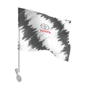 Флаг для автомобиля с принтом TOYOTA в Кировске, 100% полиэстер | Размер: 30*21 см | auto | car | race | toyota | авто | гонки | краска | краски | марка | машина | тойота