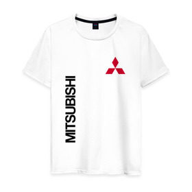 Мужская футболка хлопок с принтом Mitsubishi в Кировске, 100% хлопок | прямой крой, круглый вырез горловины, длина до линии бедер, слегка спущенное плечо. |  машина | марка | митсубиси