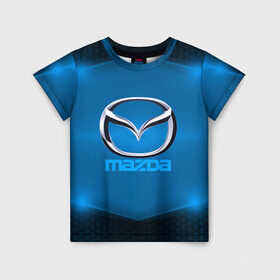 Детская футболка 3D с принтом Mazda SPORT в Кировске, 100% гипоаллергенный полиэфир | прямой крой, круглый вырез горловины, длина до линии бедер, чуть спущенное плечо, ткань немного тянется | Тематика изображения на принте: 