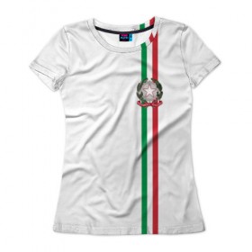 Женская футболка 3D с принтом Италия, лента с гербом в Кировске, 100% полиэфир ( синтетическое хлопкоподобное полотно) | прямой крой, круглый вырез горловины, длина до линии бедер | 
