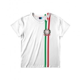 Детская футболка 3D с принтом Италия, лента с гербом в Кировске, 100% гипоаллергенный полиэфир | прямой крой, круглый вырез горловины, длина до линии бедер, чуть спущенное плечо, ткань немного тянется | 