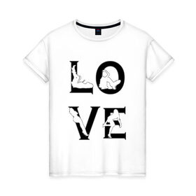 Женская футболка хлопок с принтом Love-models в Кировске, 100% хлопок | прямой крой, круглый вырез горловины, длина до линии бедер, слегка спущенное плечо | 