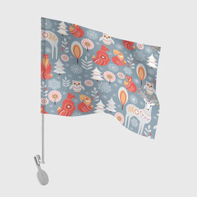 Флаг для автомобиля с принтом Лесной pattern в Кировске, 100% полиэстер | Размер: 30*21 см | Тематика изображения на принте: 