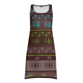 Платье-майка 3D с принтом Aztec symbol в Кировске, 100% полиэстер | полуприлегающий силуэт, широкие бретели, круглый вырез горловины, удлиненный подол сзади. | geometry | pattern | symbol | world | геометрия | народный | орнамент | символы | узор | этника | этнический