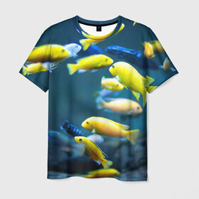 Мужская футболка 3D с принтом Рыбки в Кировске, 100% полиэфир | прямой крой, круглый вырез горловины, длина до линии бедер | fish | fishes | pisces | море | морские обитатели | морской | океан | рыбы