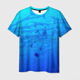Мужская футболка 3D с принтом Морская фауна в Кировске, 100% полиэфир | прямой крой, круглый вырез горловины, длина до линии бедер | fish | fishes | pisces | море | морские обитатели | морской | океан | рыбы