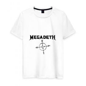 Мужская футболка хлопок с принтом Megadeth в Кировске, 100% хлопок | прямой крой, круглый вырез горловины, длина до линии бедер, слегка спущенное плечо. | megadet | megadeth | группа | дирк вербурен | дэвид эллефсон | дэйв мастейн | кико лоурейро | мегадет | мегадетх | метал | рок | трэш | трэшметал | тяжелый | хард | хардрок | хеви | хевиметал