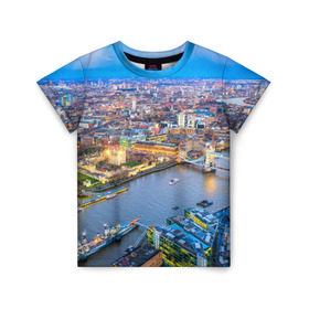 Детская футболка 3D с принтом Лондон в Кировске, 100% гипоаллергенный полиэфир | прямой крой, круглый вырез горловины, длина до линии бедер, чуть спущенное плечо, ткань немного тянется | Тематика изображения на принте: england | london | англия | великобритания | город | европа | королевство | лондон | мегаполис | путешествие | столица | туризм