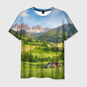 Мужская футболка 3D с принтом Альпы в Кировске, 100% полиэфир | прямой крой, круглый вырез горловины, длина до линии бедер | Тематика изображения на принте: австрия | альпы | германия | горный хребет | горы | италия | красота | лес | лихтенштейн | луг | пейзаж | природа | простор | раздолье | словения | франция | швейцария